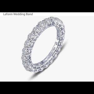 Wedding band in Platinum plated sterling silver 23 simulated diamonds 2.53 CTTW